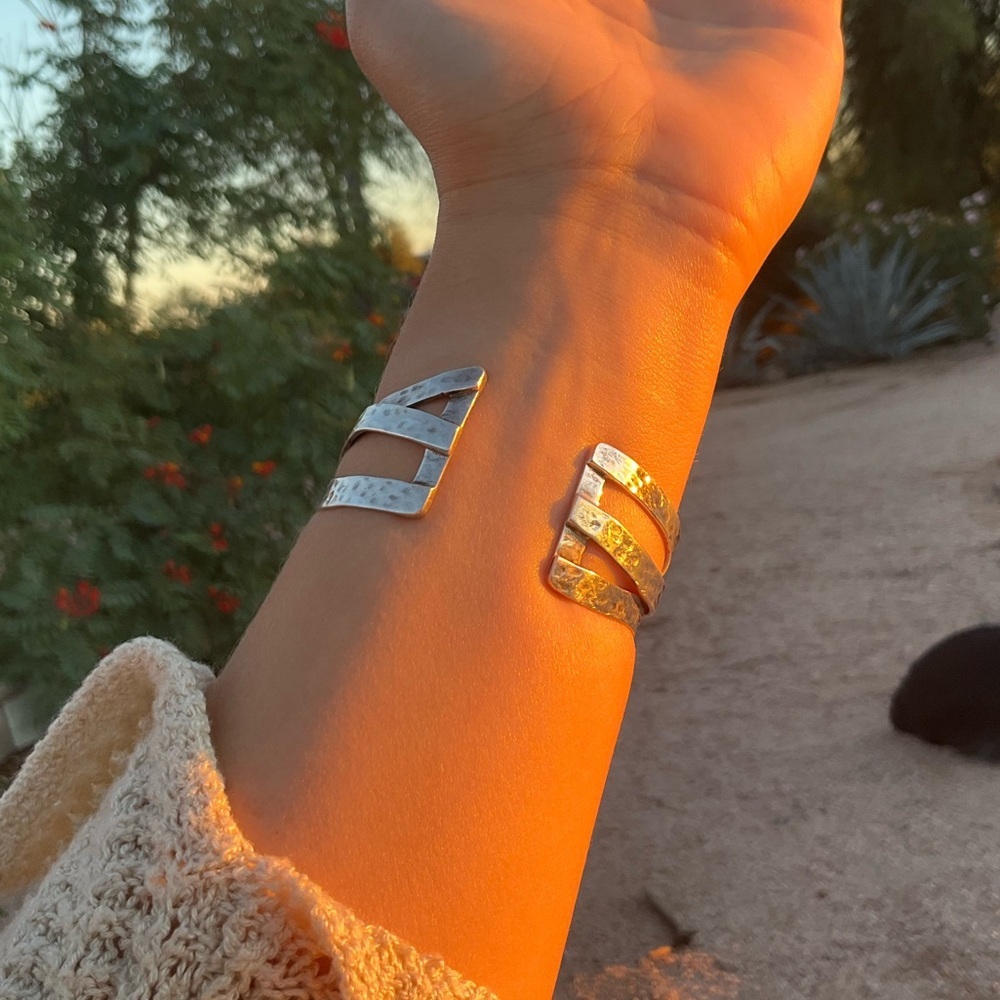 Sterling Silver Hammered Bracelet - Picture 8 of 10